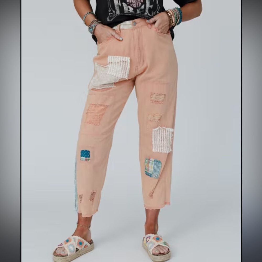 POL bohemian patchwork cropped ankle pants - Picture 1 of 15